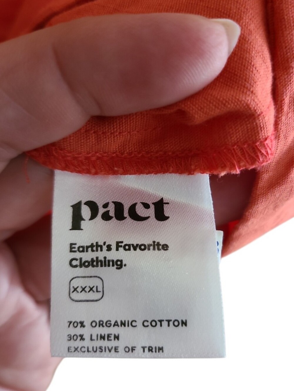 Pact Organic Cotton Linen Canopy Button Front Dress Coral Orange - Picture 10 of 17
